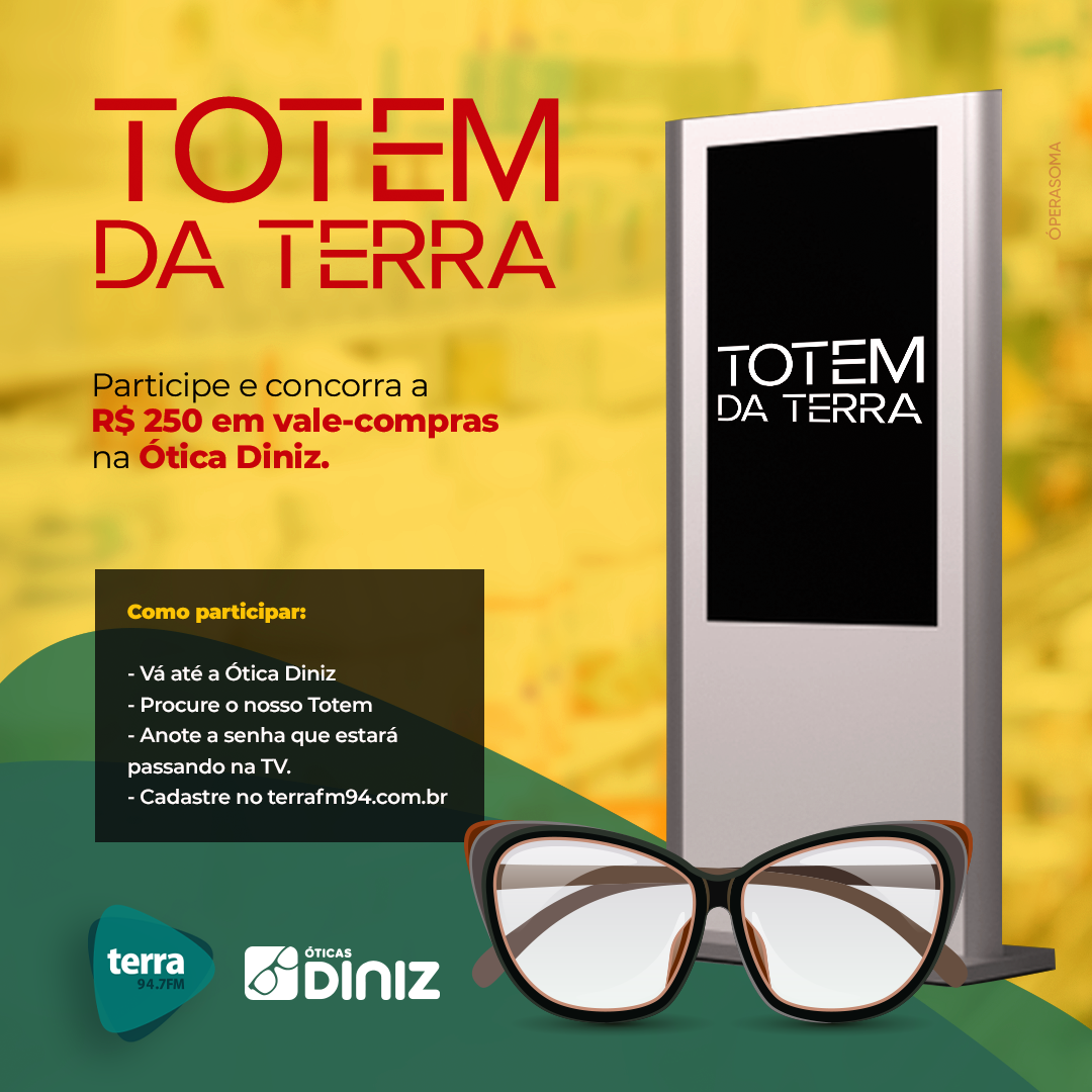 Banner Totem – Fature R$ 250 na Ótica Diniz