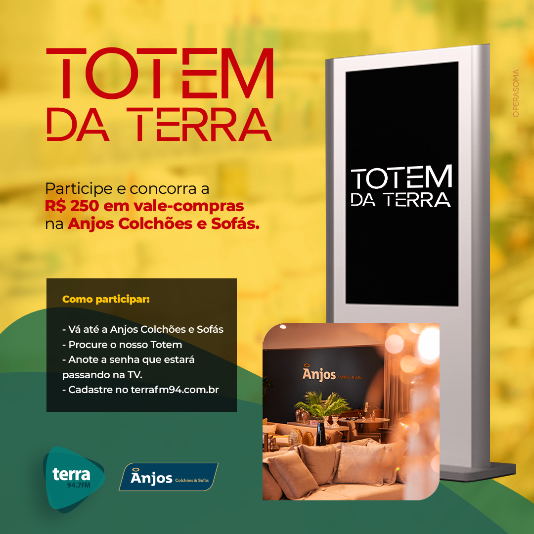 Banner Totem – Fature R$ 250 na Anjos Colchões e Sofás