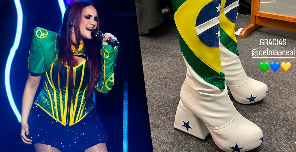 Dulce María usa botas de Joelma em último show do RBD no Brasil