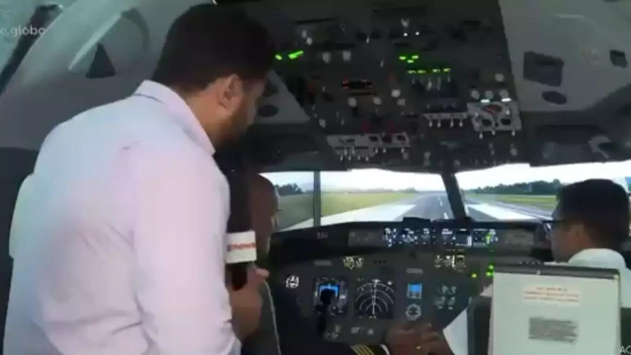Avião ‘cai’ durante reportagem ao vivo da Globo em simulador de voo, e cena viraliza; assista
