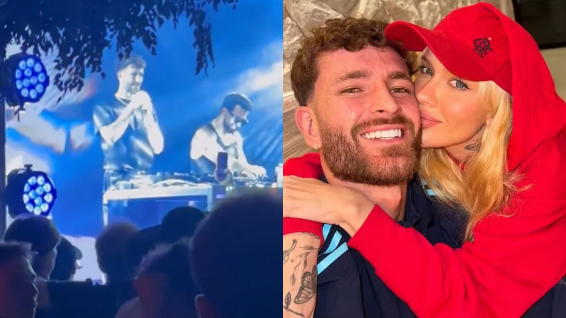 Léo Pereira se declara e faz pedido para Karoline Lima em festa do Flamengo, e os dois se beijam; assista