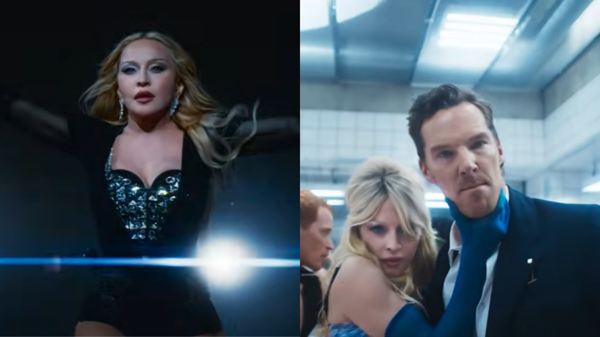 Madonna estreia curta de “Confessions II” com lasers íntimos, banheirão, e Benedict Cumberbatch quebrando tudo; vem ver!