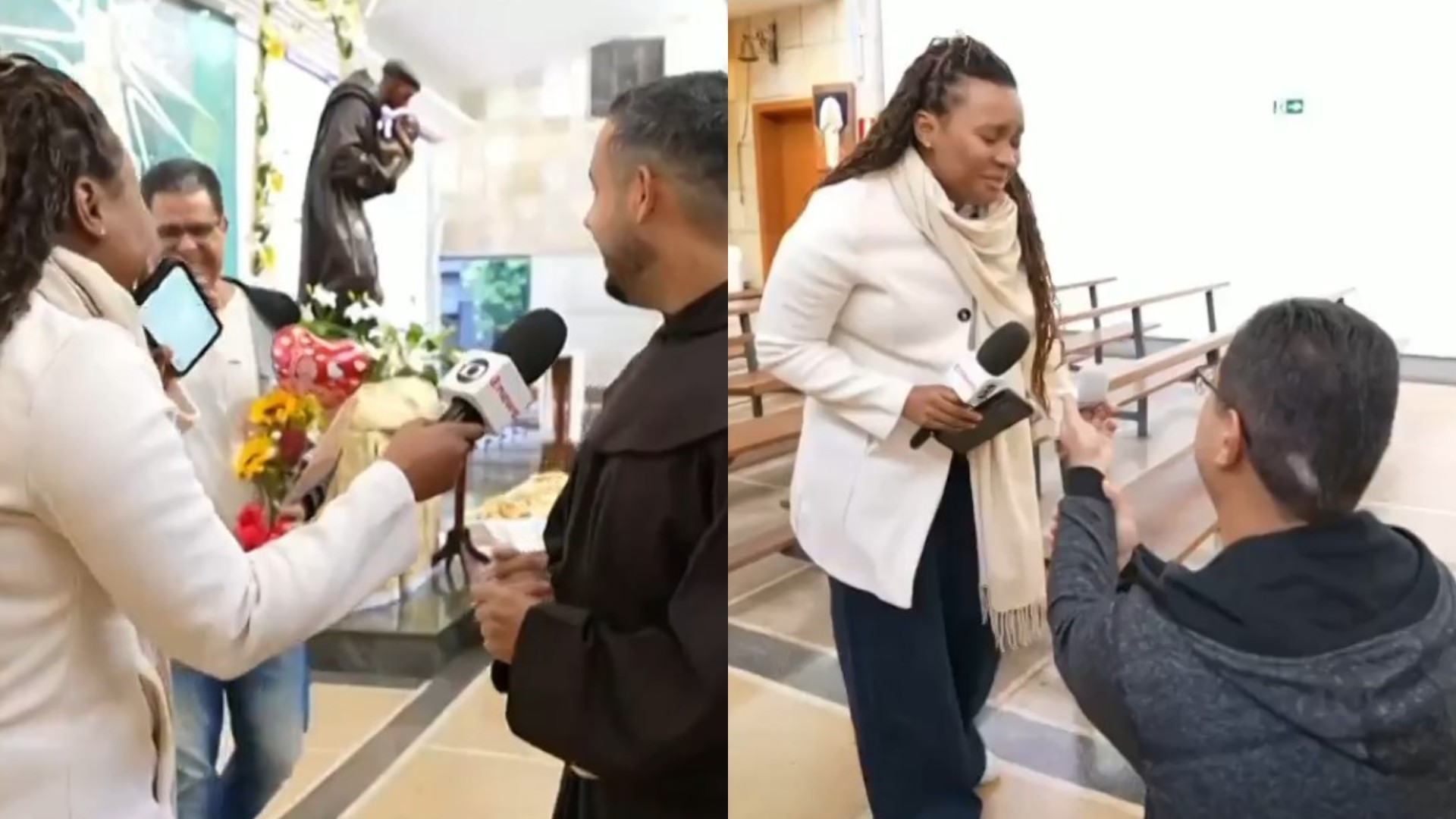 Vídeo: Repórter da Globo é pedida em casamento ao vivo no Dia dos Namorados e tem reação inusitada