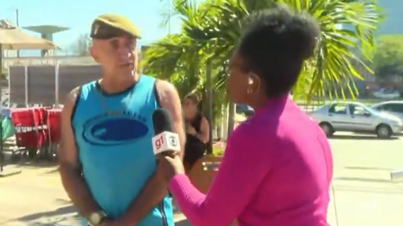 Repórter da Globo recebe resposta grosseira ao vivo ao tentar entrevistar homem no RJ, e reação rápida é elogiada por apresentador; assista