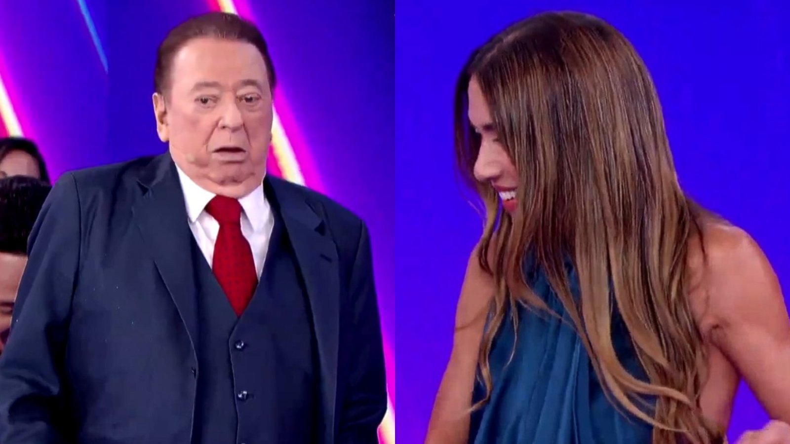 Raul Gil fica sem as calças ao vivo no “Programa Silvio Santos” e Patrícia Abravanel brinca: “Foi meu pai que puxou”; assista