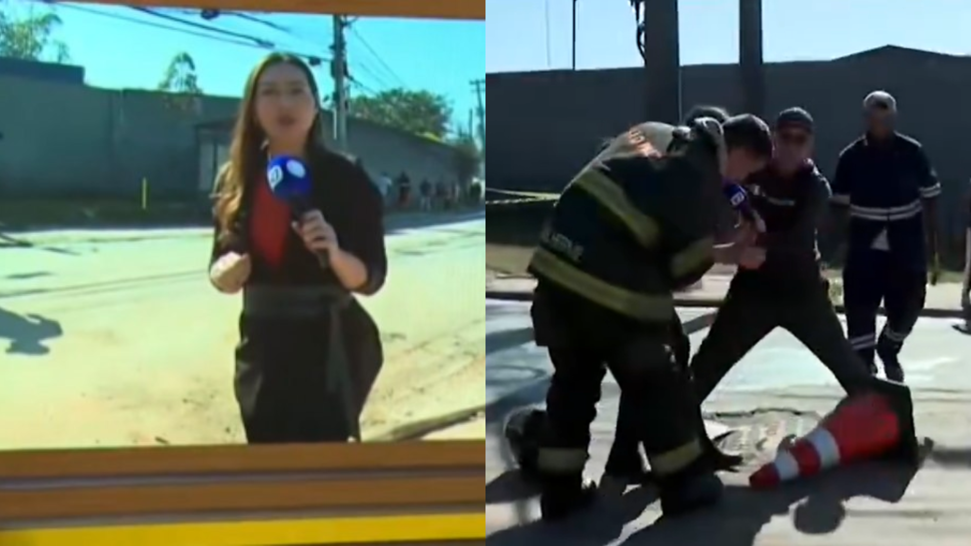 Repórter da Record cai em bueiro durante entrada ao vivo e assusta apresentador; assista
